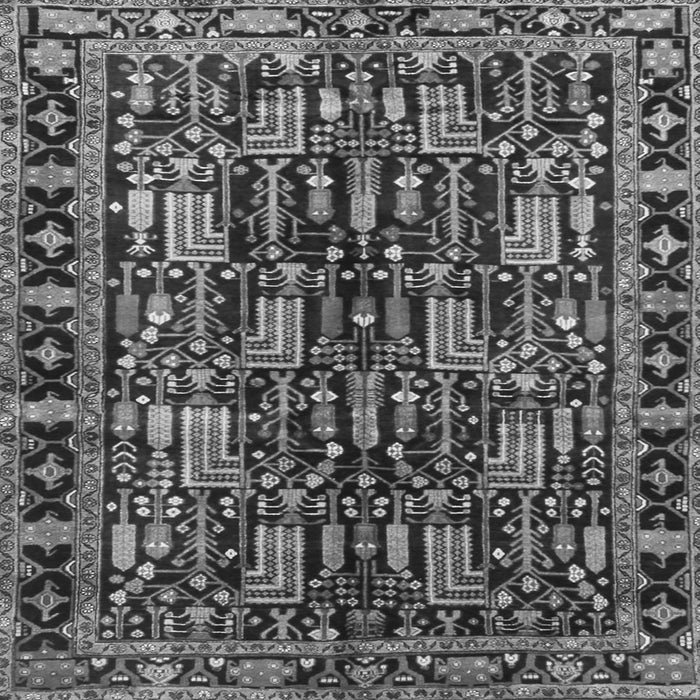 Round Machine Washable Persian Gray Traditional Rug, wshtr3880gry