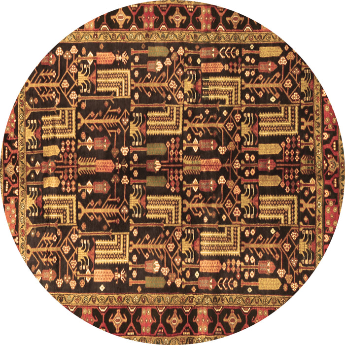Round Persian Brown Traditional Rug, tr3880brn