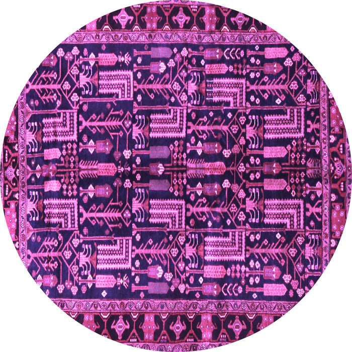 Round Machine Washable Persian Purple Traditional Area Rugs, wshtr3880pur