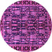 Round Machine Washable Persian Purple Traditional Area Rugs, wshtr3880pur