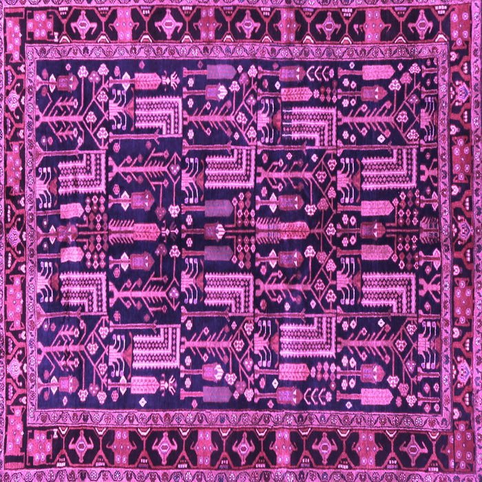 Square Machine Washable Persian Purple Traditional Area Rugs, wshtr3880pur