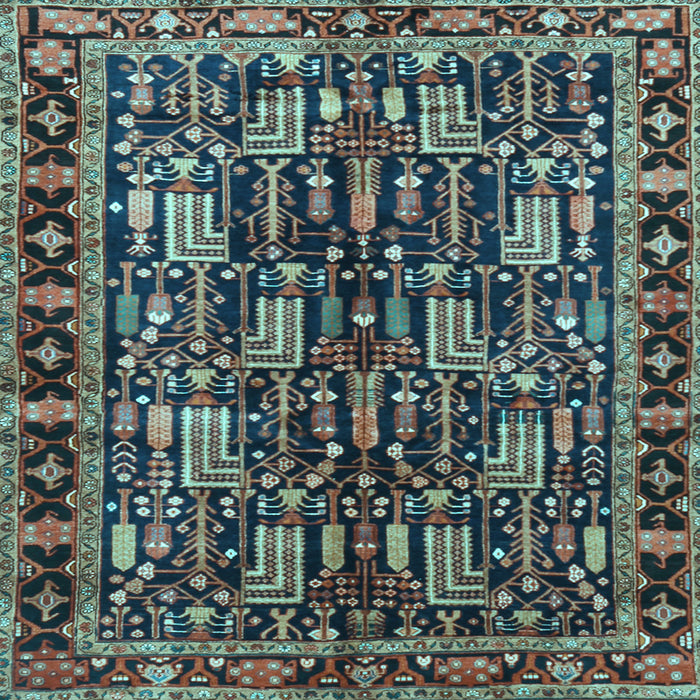 Square Machine Washable Persian Light Blue Traditional Rug, wshtr3880lblu