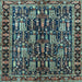 Square Machine Washable Persian Light Blue Traditional Rug, wshtr3880lblu