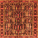 Round Machine Washable Persian Orange Traditional Area Rugs, wshtr3880org