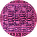 Round Machine Washable Persian Pink Traditional Rug, wshtr3880pnk