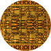 Round Machine Washable Persian Yellow Traditional Rug, wshtr3880yw