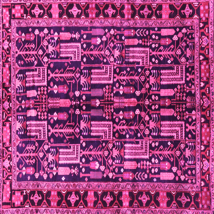 Square Machine Washable Persian Pink Traditional Rug, wshtr3880pnk