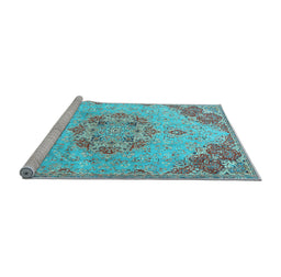 Sideview of Machine Washable Persian Light Blue Traditional Rug, wshtr3881lblu