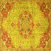 Square Machine Washable Persian Yellow Traditional Rug, wshtr3881yw