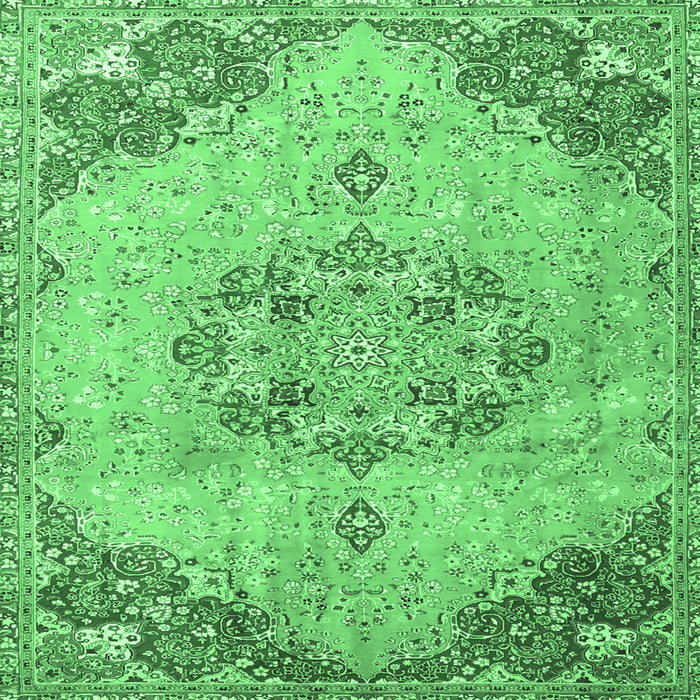 Square Persian Emerald Green Traditional Rug, tr3881emgrn