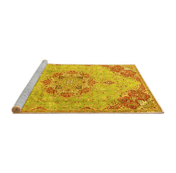 Sideview of Machine Washable Persian Yellow Traditional Rug, wshtr3881yw