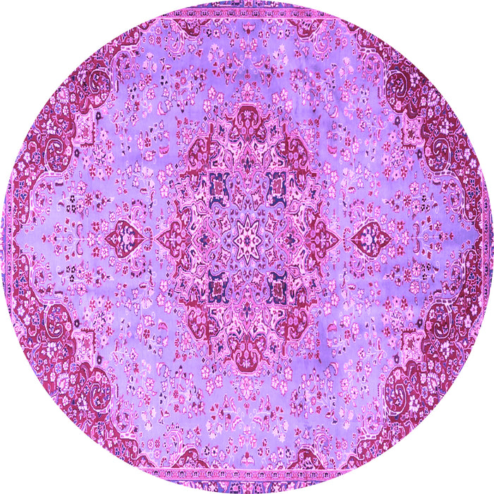 Round Machine Washable Persian Purple Traditional Area Rugs, wshtr3881pur