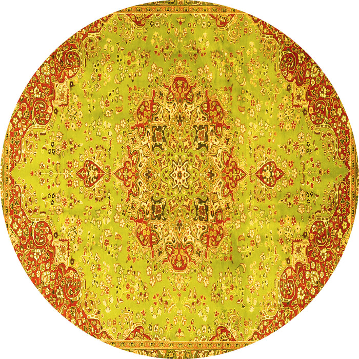 Round Persian Yellow Traditional Rug, tr3881yw
