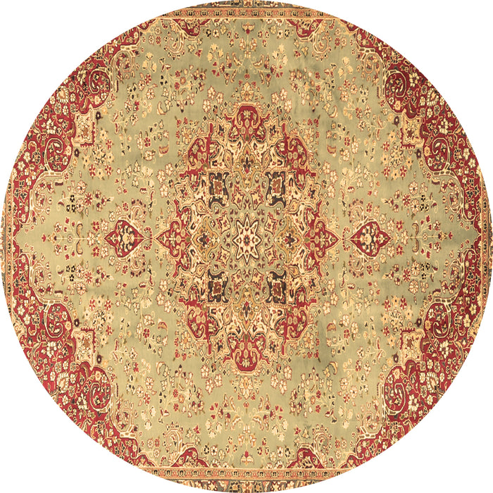 Round Persian Brown Traditional Rug, tr3881brn