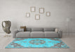 Machine Washable Persian Light Blue Traditional Rug in a Living Room, wshtr3881lblu