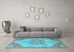 Machine Washable Persian Light Blue Traditional Rug in a Living Room, wshtr3881lblu