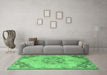 Machine Washable Persian Emerald Green Traditional Area Rugs in a Living Room,, wshtr3881emgrn