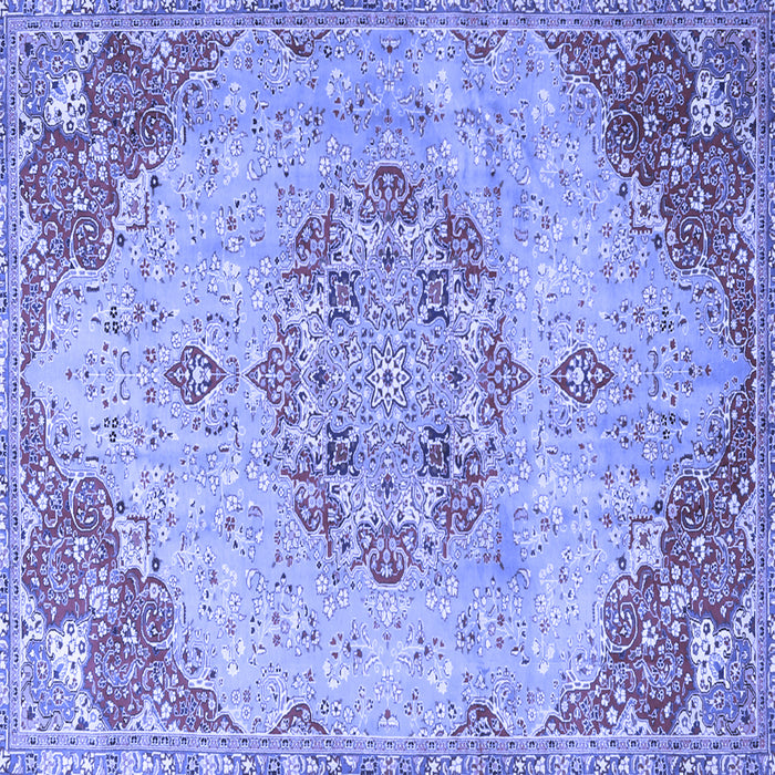 Square Machine Washable Persian Blue Traditional Rug, wshtr3881blu