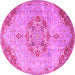 Round Persian Pink Traditional Rug, tr3881pnk