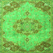 Round Machine Washable Persian Green Traditional Area Rugs, wshtr3881grn