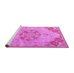Sideview of Machine Washable Persian Pink Traditional Rug, wshtr3881pnk