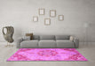 Machine Washable Persian Pink Traditional Rug in a Living Room, wshtr3881pnk