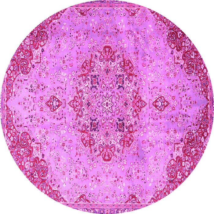 Round Machine Washable Persian Pink Traditional Rug, wshtr3881pnk