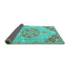 Sideview of Persian Turquoise Traditional Rug, tr3881turq