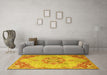 Machine Washable Persian Yellow Traditional Rug in a Living Room, wshtr3881yw