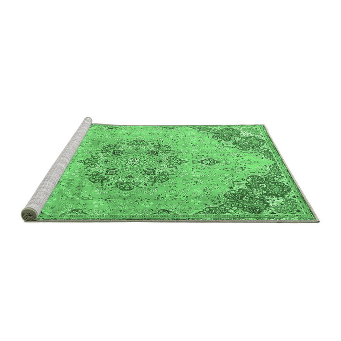 Sideview of Machine Washable Persian Emerald Green Traditional Area Rugs, wshtr3881emgrn