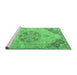 Sideview of Machine Washable Persian Emerald Green Traditional Area Rugs, wshtr3881emgrn