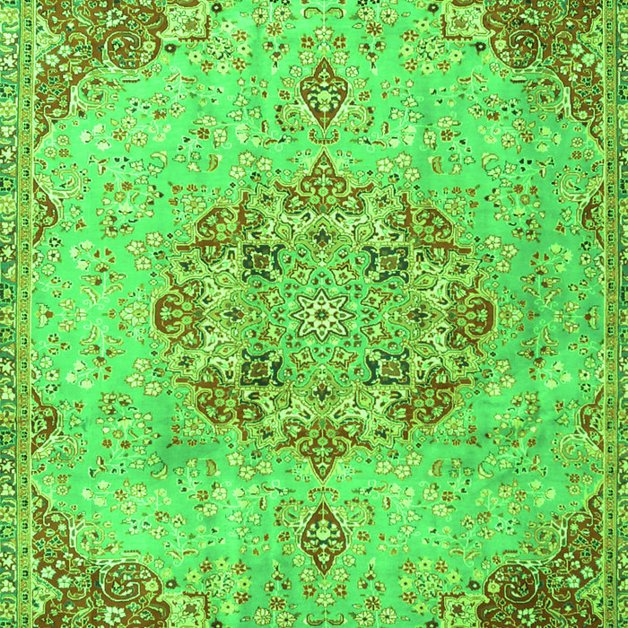 Serging Thickness of Machine Washable Persian Green Traditional Area Rugs, wshtr3881grn