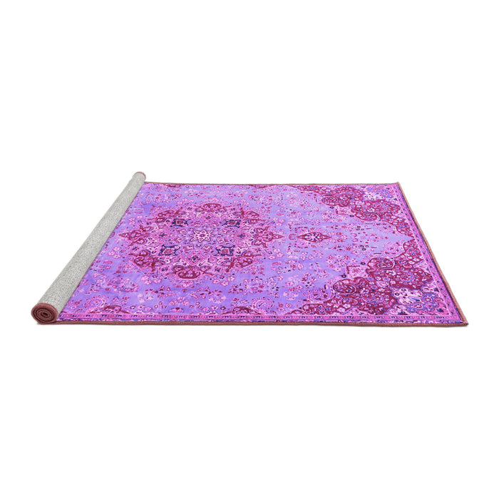 Sideview of Machine Washable Persian Purple Traditional Area Rugs, wshtr3881pur