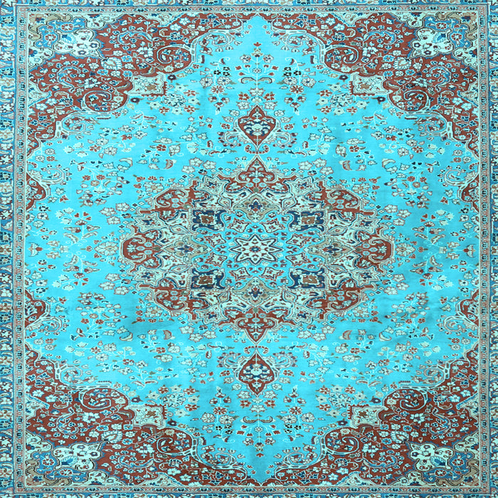 Square Machine Washable Persian Light Blue Traditional Rug, wshtr3881lblu
