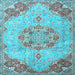 Square Machine Washable Persian Light Blue Traditional Rug, wshtr3881lblu