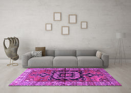 Machine Washable Persian Purple Traditional Area Rugs in a Living Room, wshtr3882pur