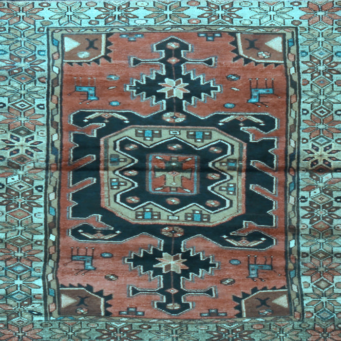 Square Machine Washable Persian Light Blue Traditional Rug, wshtr3882lblu