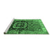 Sideview of Machine Washable Persian Emerald Green Traditional Area Rugs, wshtr3882emgrn