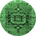 Round Persian Emerald Green Traditional Rug, tr3882emgrn