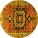 Round Persian Yellow Traditional Rug, tr3882yw