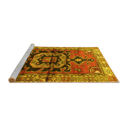 Sideview of Machine Washable Persian Yellow Traditional Rug, wshtr3882yw