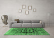 Machine Washable Persian Emerald Green Traditional Area Rugs in a Living Room,, wshtr3882emgrn