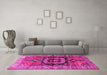 Machine Washable Persian Pink Traditional Rug in a Living Room, wshtr3882pnk