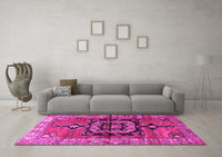 Machine Washable Persian Pink Traditional Rug, wshtr3882pnk