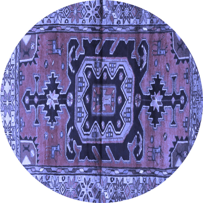 Round Persian Blue Traditional Rug, tr3882blu