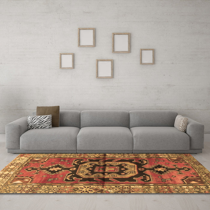 Machine Washable Persian Brown Traditional Rug in a Living Room,, wshtr3882brn