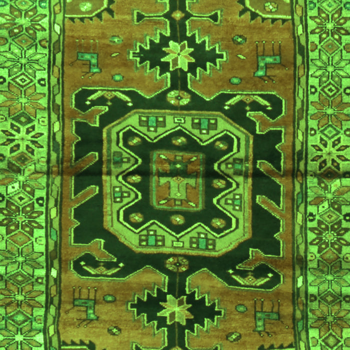 Serging Thickness of Machine Washable Persian Green Traditional Area Rugs, wshtr3882grn