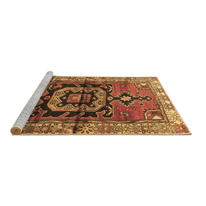 Sideview of Machine Washable Persian Brown Traditional Rug, wshtr3882brn