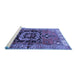 Sideview of Machine Washable Persian Blue Traditional Rug, wshtr3882blu