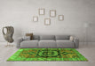 Machine Washable Persian Green Traditional Area Rugs in a Living Room,, wshtr3882grn